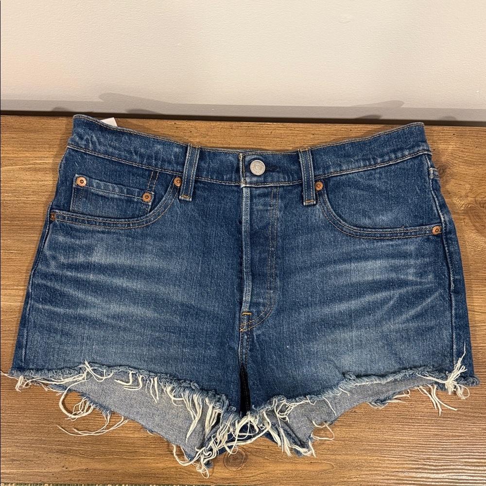 Levi's Women's Blue Distressed Denim Cutoff Shorts